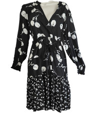 Fat Face Lexi Poppy Meadow Dress US8 Black British Designed Belted Summer NEW