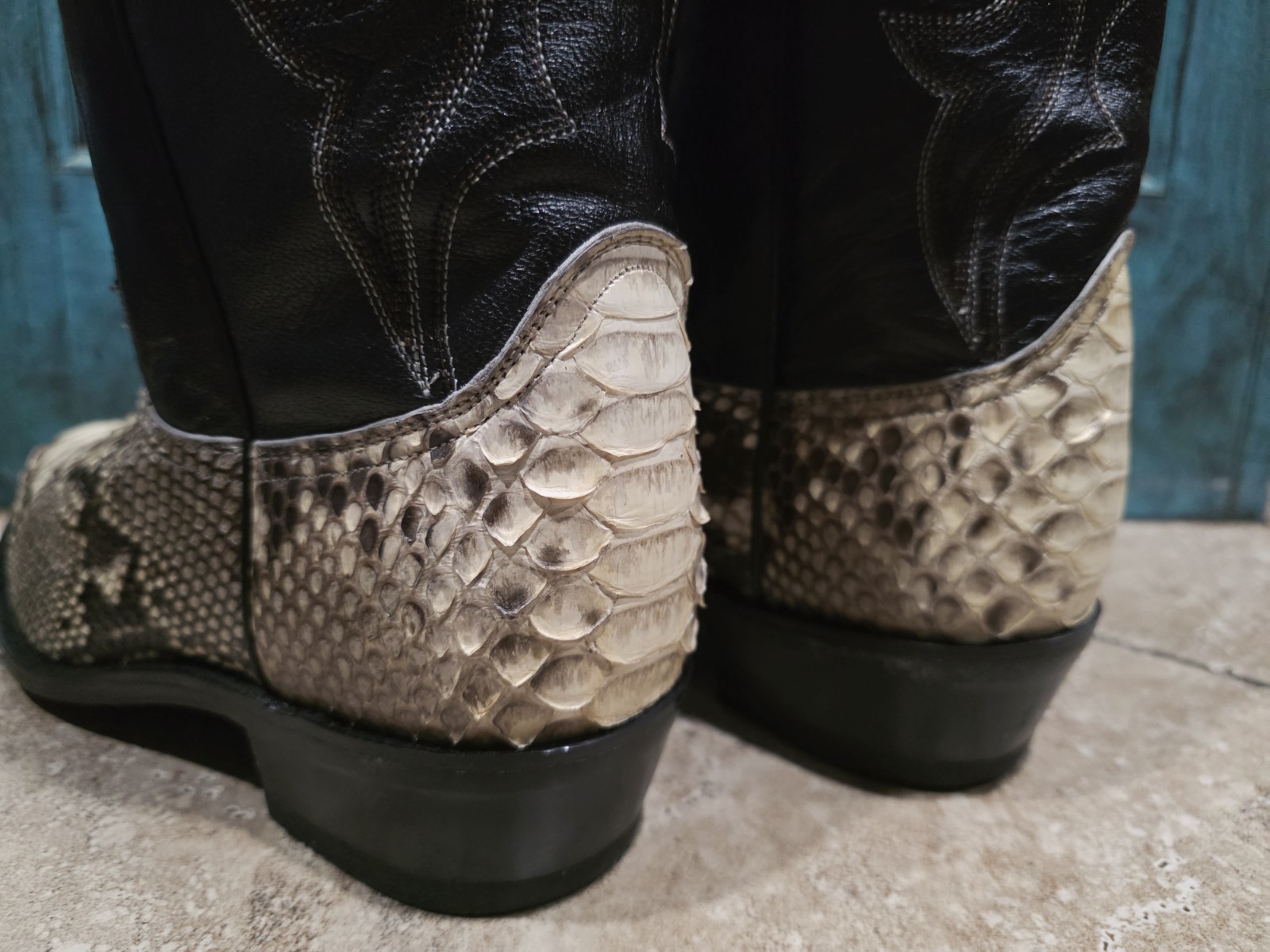 Dan Post Python Boots 9.5 EW Back Cut Belly Up Br… - image 10