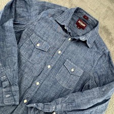 Alesbury Chambray Shirt Mens Small Blue Excellent Slim Fit Long Sleeve Button Up