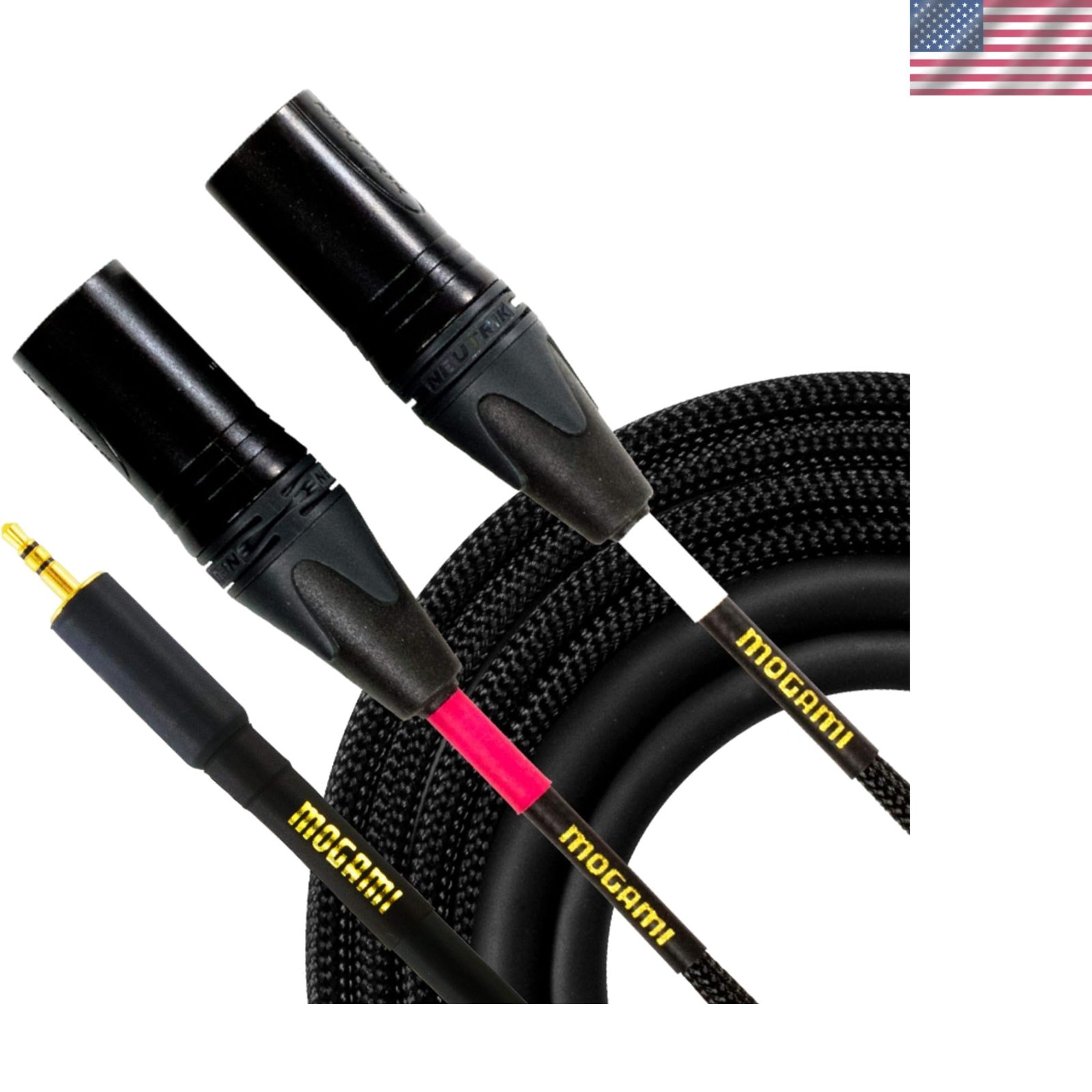 Gold 3.5mm TRS to Dual XLR Male Y-Adapter Cable 6ft for Audi