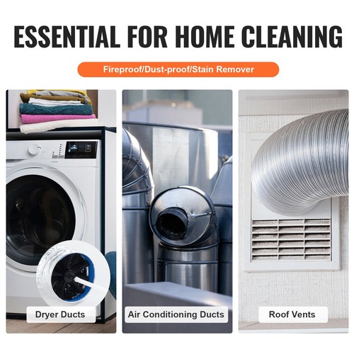40 Feet Dryer Vent Duct Cleaning Brush Kit Lint Remover Fireplace Cleaner - Picture 6 of 12