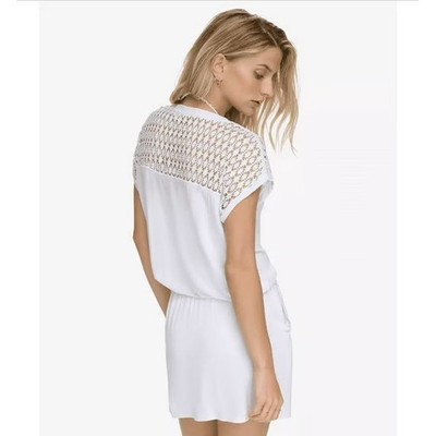 Calvin Klein Crochet-Shoulder Tunic Cover-Up White LXL NWT