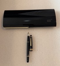 MONTBLANC Meisterstuck Black Fountain Pen with Case, Sleeve, & Papers