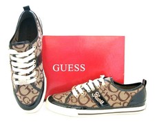 NEW-GUESS BRIAR NATURAL,BROWN LOGO+PATENT+ROSE GOLD SPORT SHOES SIZE 6.5-9+BOX