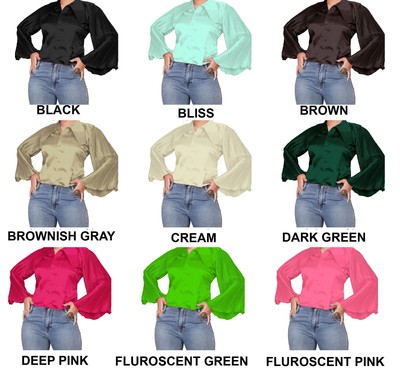 Satin Fancy Party Wear Button Down Shirt Designer Shirt Tops Basic Top SP03