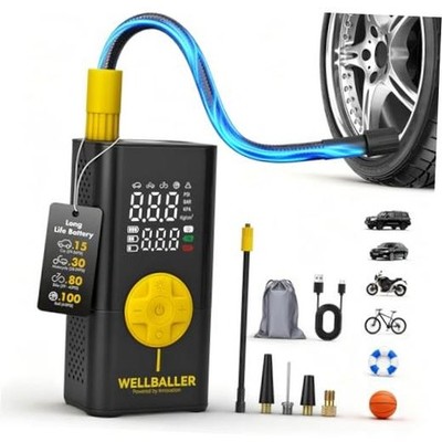 Tire Inflator Portable Air Compressor,Long Battery Life Bike air Pump Black