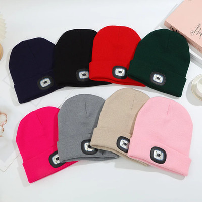 Strickmütze Winter warme Beanie Mütze mit LED Licht USB wiederaufladbar  unisex