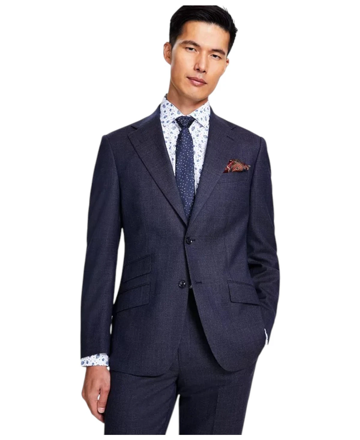 Tallia Mens Slim fit Suit Jacket Blazer 38 R Navy Blue Solid Stretch Wool