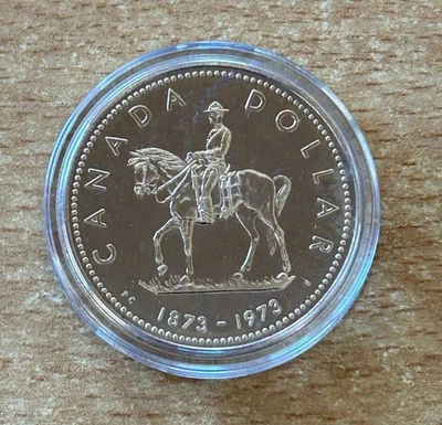 Kanada 1 Dollar 1973 Berittene Polizei Silber Gedenkmünze PL mit Zertifikat - Bild 1 von 4
