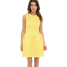 Calvin Klein Bright Yellow Daisy Fit And Flare Scuba Sleeveless Dress 10