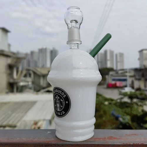 20cm Glass Hookah Water Pipe White Coffee Cup Bong Smoking Pipes Portable Bongs