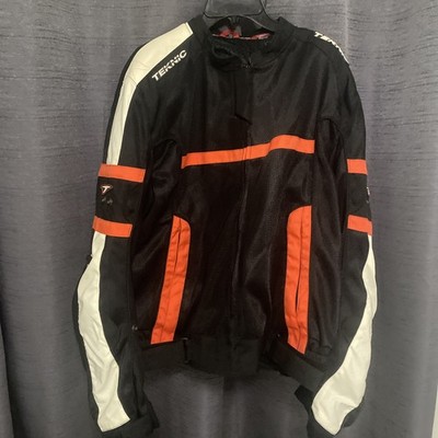 Teknic Black Orange Armored Padded Mesh Motorcycle Jacket Size 46