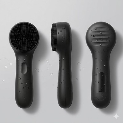 Portable electric silicone facial cleansing brush
