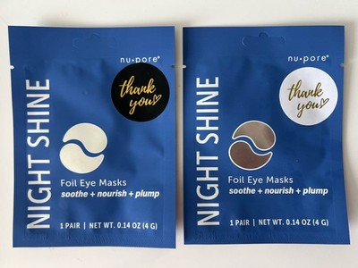 WOW! 2 NIGHT SHINE by Nu Pore Foil Eye Masks Pair NEW & FAST FREE SHIPPING!