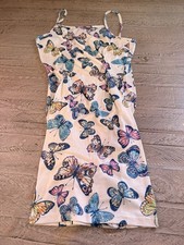 SheIn Beige Butterfly Print Strappy Sleeveless Midi Sundress Size 170