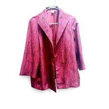 Jones New York Textured Blazer Jacket 3/4 Sleeve Burgundy Career Chic