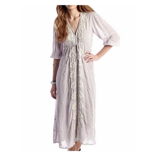 Free People Embroidered Fable Maxi Dress Size Small Dusty Lavender Boho