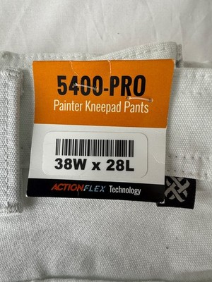Thrive Workwear 5400-Pro White Painters Pants w/Squish Padded Knees 38x28 NWT
