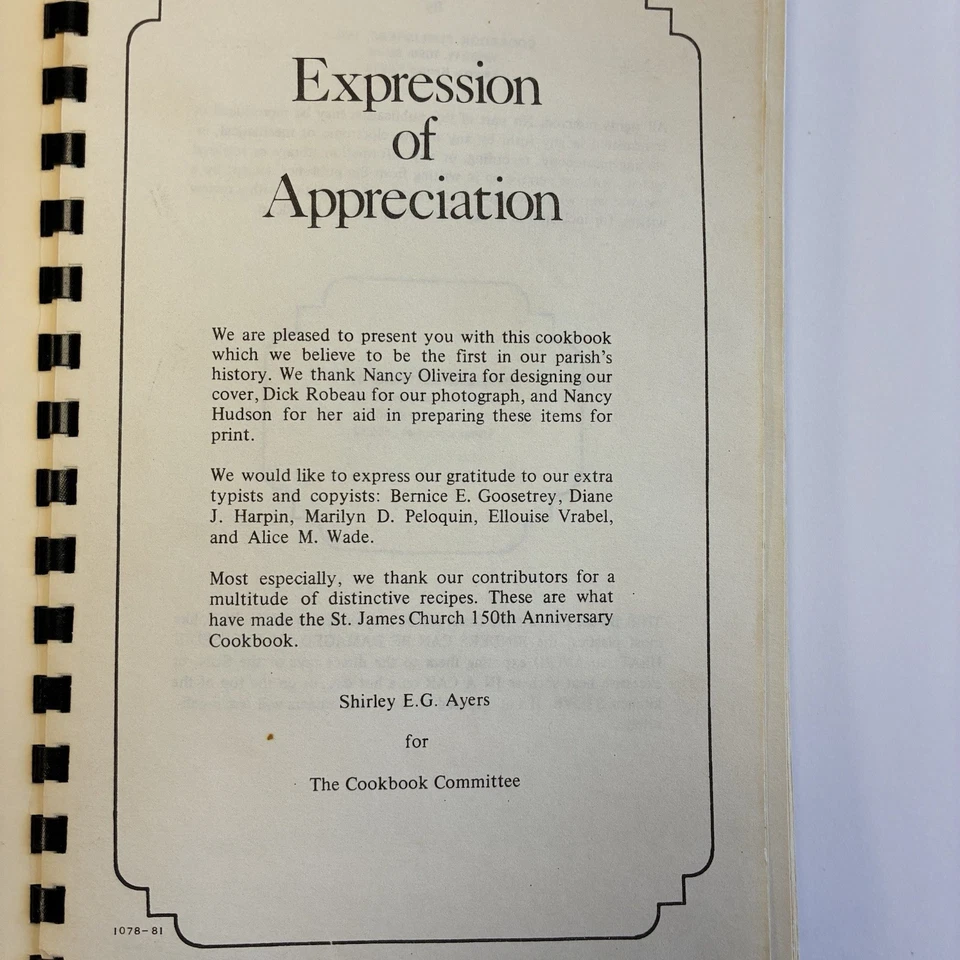 St. James Episcopal Church Woonsocket, RI 150th Anniversary Cookbook 1981 Foto 4 de 4