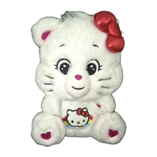 Sanrio HELLO KITTY CHEER BEAR Care Bear White 10in Plush Red Bow 2023 Basic Fun