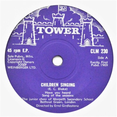 MORPETH SECONDARY SCHOOL JUNIOR CHOIR Children Singing PRIVATE UK Folk EP '69