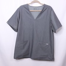 Figs Scrubs Womens Top Size XXL Gray Technical Collection V Neck Pockets