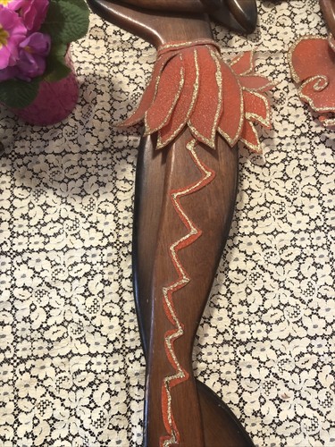 Romm Wooden Carved 38" Figures Wall Mounts - Picture 5 of 12