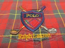 Polo Ralph Lauren Mens Embroidered Golf Red Green Plaids Casual Shirt Medium EUC