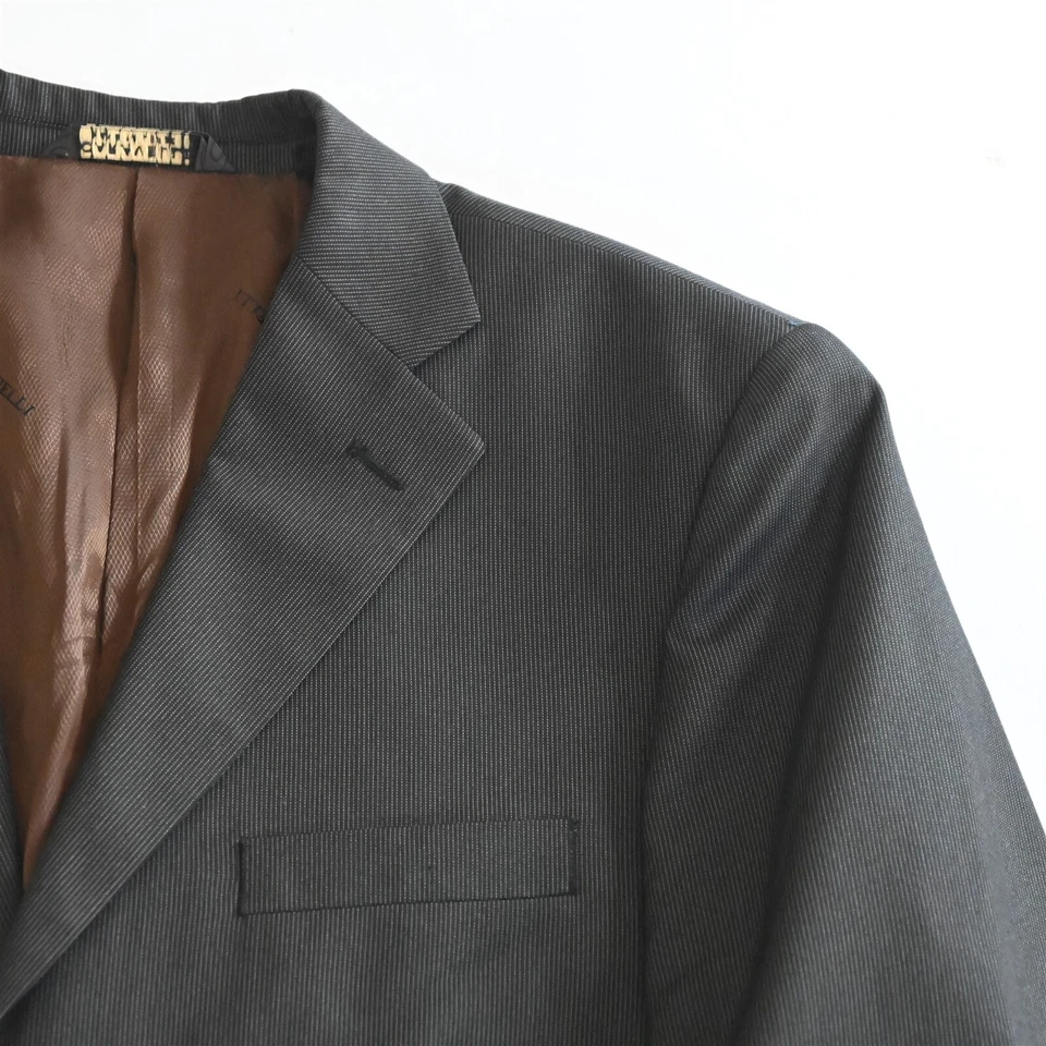 Caravelli 40L 33x30 Negro Marrón Rayas Hombres Chaqueta Pantalones Traje Foto 2 de 4