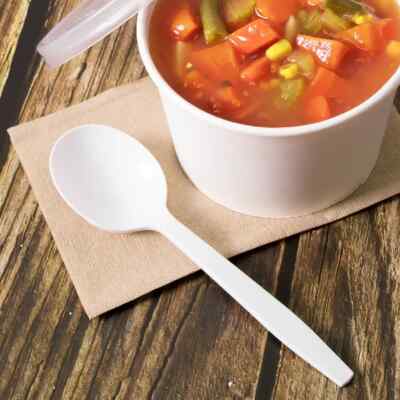 Karat PP Plastic Premium Extra Heavy Soup Spoon - White - 1,000 ct, U2072W