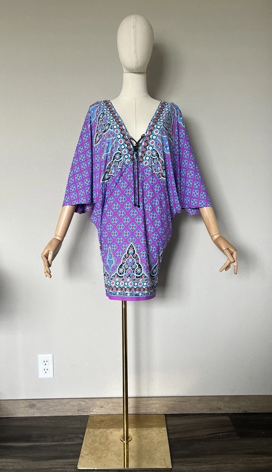 Túnica Nanette Lepore Marroquí Medallón Estampado Natación Cubrir - Talla M Orquídea Foto 3 de 4