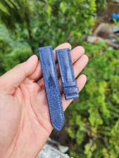 20/18 MM Blue Genuine Ostrich Legs Leather Skin Watch Strap Band-Quick Release