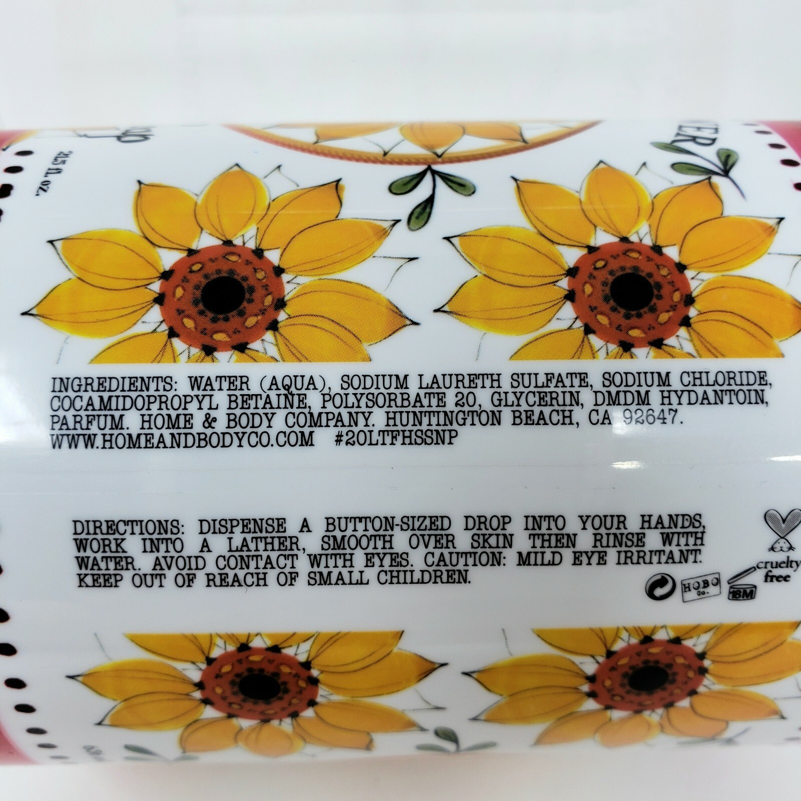 2 Pump Bottles Home Body Co Sunflower Patch Liquid Hand Soap 21.5 oz ea