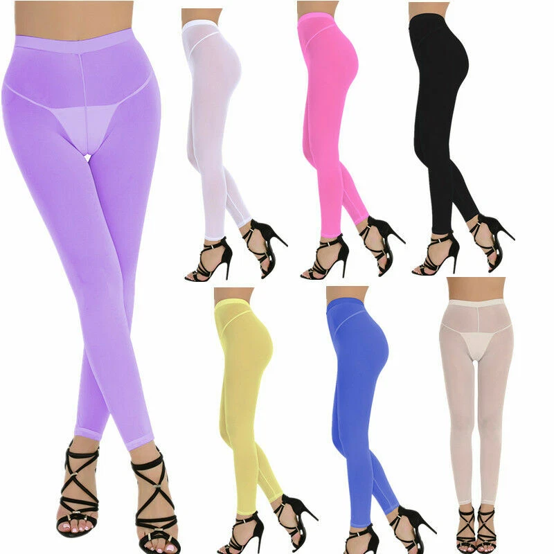 Women's See-through Mesh Leggings Pants Tight Long Gym Sport