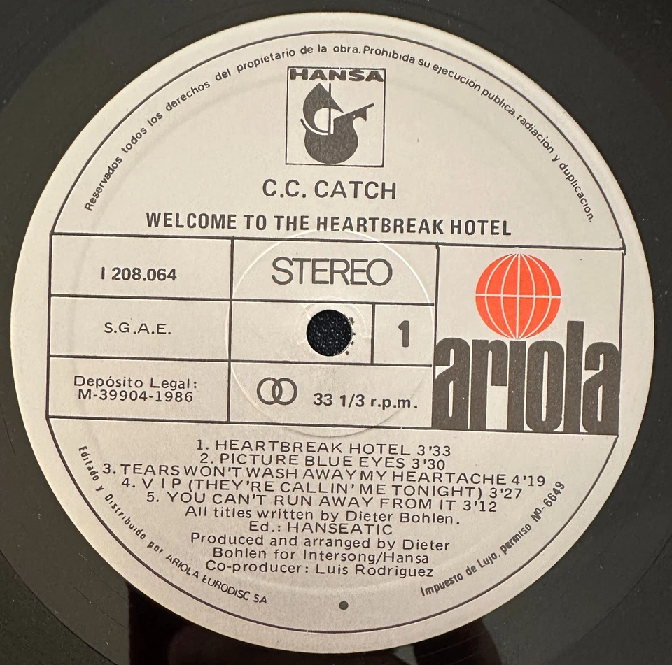 C C CATCH LP WELCOME HEARTBREAK HOTEL SPAIN 1986 EARLY - Image 4 of 4