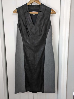 Muse NWT Women's Size 6 Shift Dress Black Gray Knee Length Nieman Marcus
