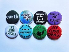 Vintage Reproduction Environmental Pinback Buttons Magnets Bottle Openers. s02