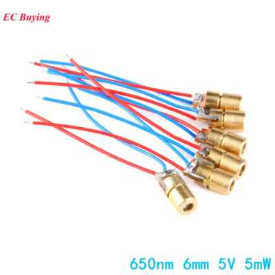 50pcs 650nm 6mm DC 5V 5mW Laser Dot Diode Module Red Copper Head