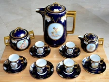 RUSSIAN IMPERIAL ROYAL KUZNETSOV PORCELAIN ENAMEL GOLD KING PEARL COBALT CUP EGG