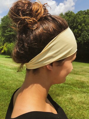 Spandex Wide Headband-Handmade Bolder Stretch Hair Bands - YELLOW PASTEL