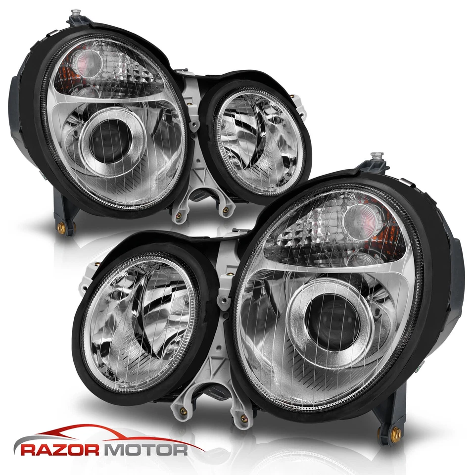 2000-2002 Chrome Headlights For Mercedes Benz W210 E Class E320 E430 E55 AMG Foto 2 de 4