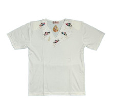 100 Cotton Blouse w/Shoulder Pads Hand Embroidered Hats Music Notes by LIGHTY