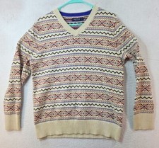Nautica Multicolor V-Neck Long Sleeve Pullover Sweater Mens Medium