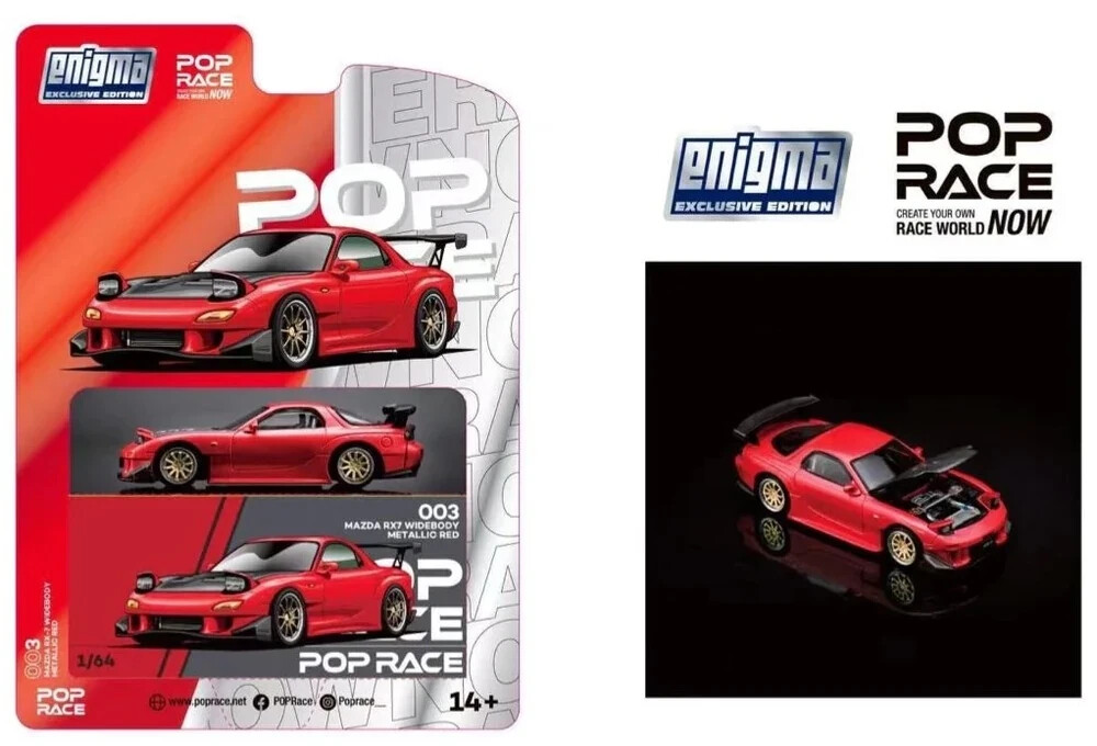 Chase 1:64 Pop Race Mazda RX-7 FD3S RE AMEMIYA Widebody Red