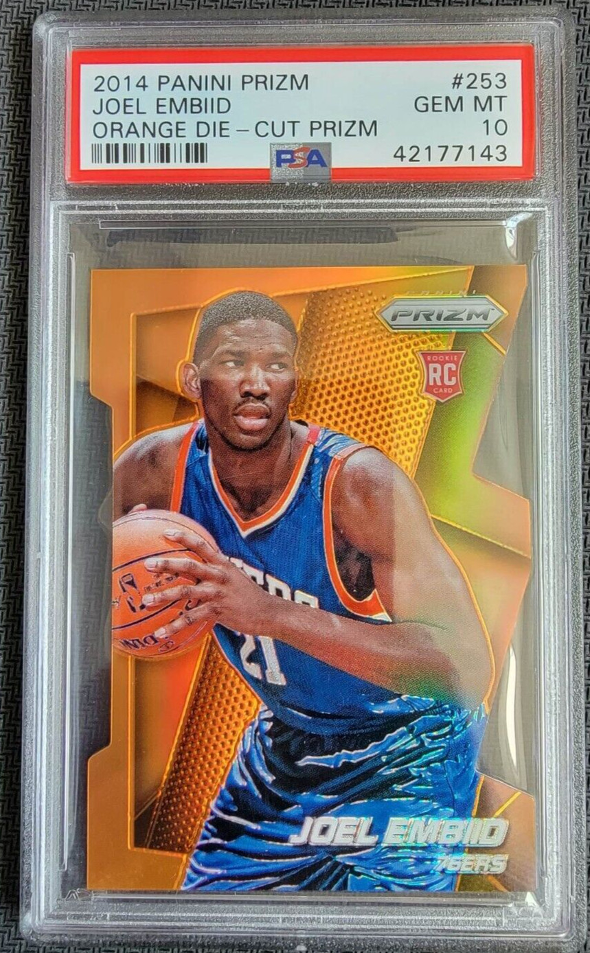 2014-15 Prizm Joel Embiid Orange Prizm Die Cut /139 RC PSA 10