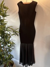 Black Stretchy Evening dress  Love Label long fitted mermaid size UK 10 Vgc