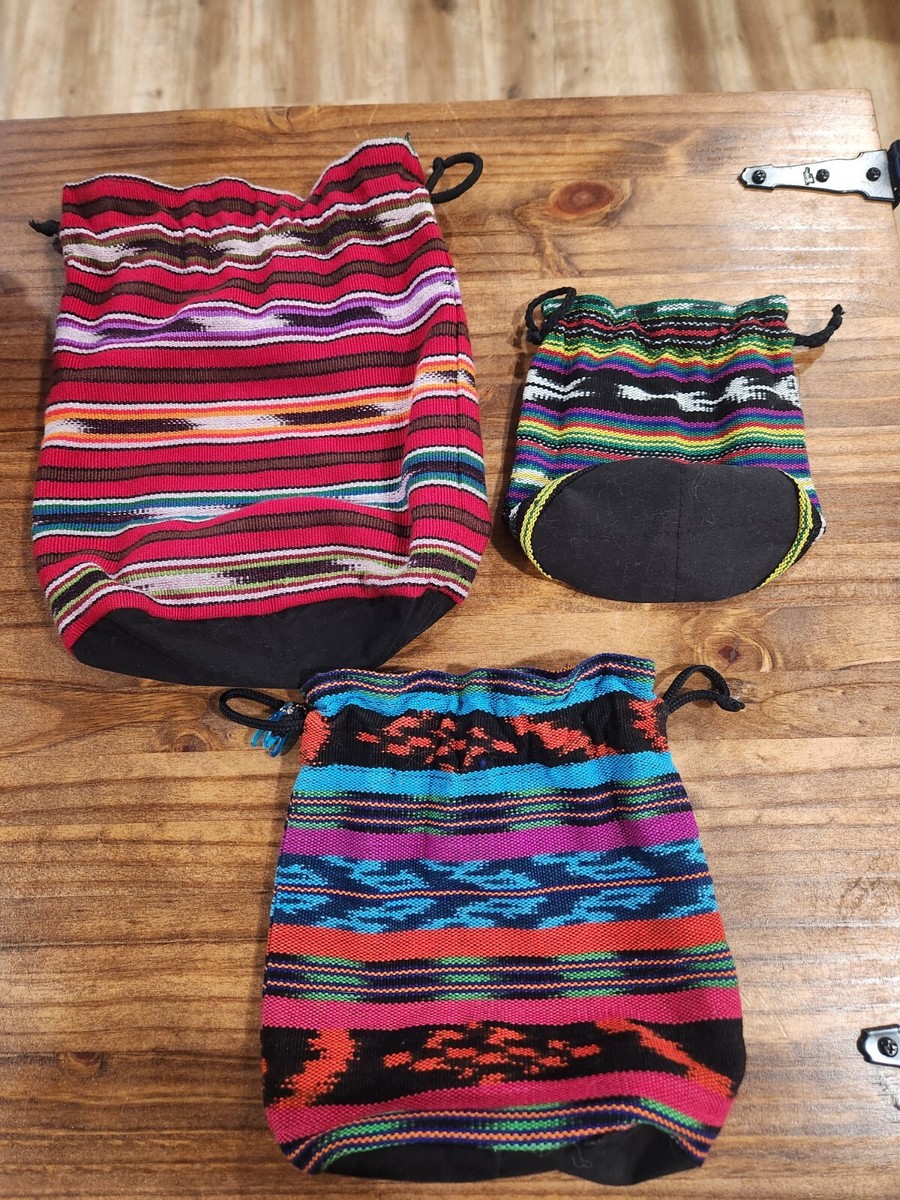 Ecote Southwest BOHO Hippie Sling Bag Drawstring Back Pack Crocheted Boho Backpack: Southwest Design Cinch Sack Travel  main image 4