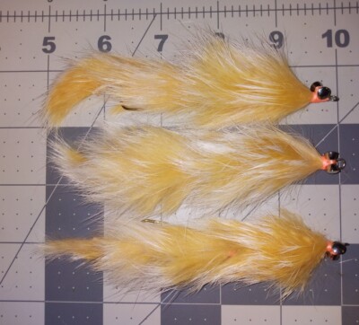 3 ea #2 Articulated Flesh Fly Big Alaska Trout And Dolly Varden frosted Peach