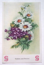 Singer sewing machine Flowers for remembrance Violets & Daisies trade card?