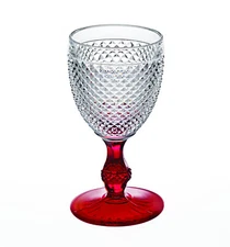 Vista Alegre Bicos Bicolor Goblet Red Stem Set of 4 NEW in Box